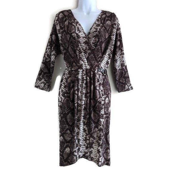 MICHAEL Michael Kors Dresses & Skirts - SOLD Michael Kors Brown Snake Print Wrap Dress L